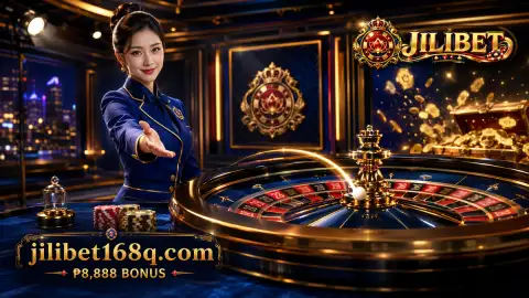 Settled chips on a burgundy JILIBET live casino table