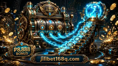 JILIBET slot artwork showing three symbols settling into a clean centred line on ruby reels
